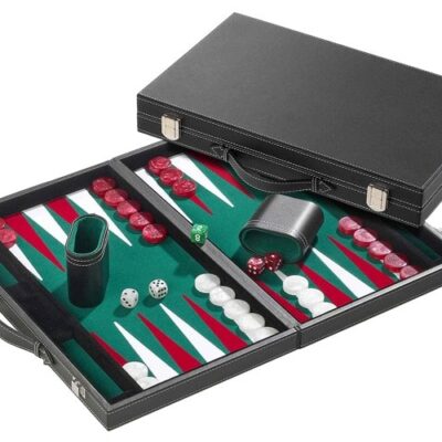 Backgammon similicuir vert - Grand – Image 1