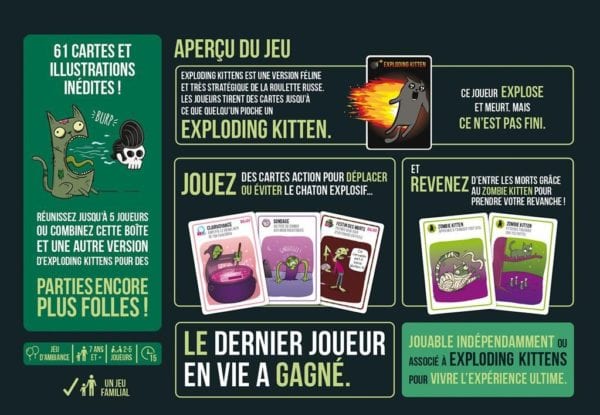 Zombie Kittens (Un jeu de Exploding Kittens) - Jeux de société - Acheter  sur L'Auberge du Jeu - Suisse
